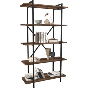 Borough Wharf 5-Tier Wooden Bookshelf With Metal Frame Living Room Storage & Display Unit Burnt Oak 159.6cm H X 90cm W X 29.7cm D Borough Wharf 5-Tier Wooden Bookshelf With Metal Frame Living Room Storage & Display Unit Burnt Oak 159.6cm H X 90cm W X 29.7cm D