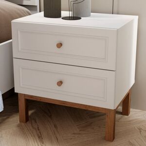17 Stories Silvino 2 Drawer Bedside Chest in Oak White 56.7cm H X 55.2cm W X 41.7cm D 17 Stories Silvino 2 Drawer Bedside Chest in Oak White 56.7cm H X 55.2cm W X 41.7cm D