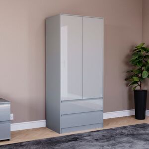 17 Stories Oslo 2 Door 2 Drawer High Gloss Wardrobe, (FSC 100%) Bedroom Home Clothing Storage Furniture Grey 170cm H X 76cm W X 53cm D 17 Stories Oslo 2 Door 2 Drawer High Gloss Wardrobe, (FSC 100%) Bedroom Home Clothing Storage Furniture Grey 170cm H X 76cm W X 53cm D