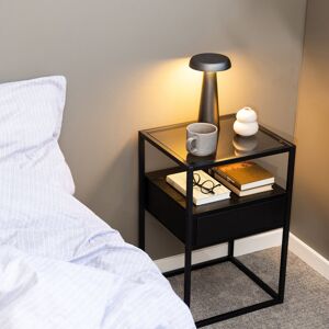 Borough Wharf Alhareth Solid + Manufactured Wood Bedside Table Black 60cm H X 40cm W X 35cm D Borough Wharf Alhareth Solid + Manufactured Wood Bedside Table Black 60cm H X 40cm W X 35cm D