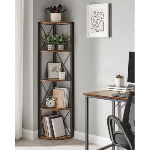 Borough Wharf Verdon Corner Bookcase Black;Brown 160cm H X 30cm W X 30cm D Borough Wharf Verdon Corner Bookcase Black;Brown 160cm H X 30cm W X 30cm D