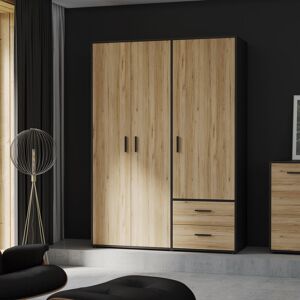 Latitude Run Laur 3 Door Wardrobe Black/Brown 200.1cm H X 144.4cm W X 52.7cm D Latitude Run Laur 3 Door Wardrobe Black/Brown 200.1cm H X 144.4cm W X 52.7cm D