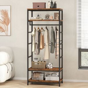 Borough Wharf Coat Rack With Shoe Rack, Freestanding Hall Tree With 2 Shelves For Entrance Hallway Bedroom Living Room Brown 180cm H X 80cm W X 44.5cm D Borough Wharf Coat Rack With Shoe Rack, Freestanding Hall Tree With 2 Shelves For Entrance Hallway Bedroom Living Room Brown 180cm H X 80cm W X 44.5cm D