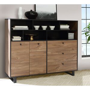 Mercury Idlewild 144 Cm Wide 3 Drawer Sideboard Brown/Black 112cm H X 144cm W X 42cm D Mercury Idlewild 144 Cm Wide 3 Drawer Sideboard Brown/Black 112cm H X 144cm W X 42cm D