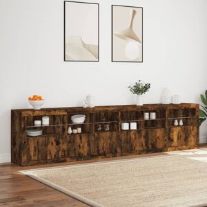 Metro Lane Sideboard With LED Lights Brown Oak 283X37x67 Cm Smoked Oak 67cm H X 283cm W X 37cm D Metro Lane Sideboard With LED Lights Brown Oak 283X37x67 Cm Smoked Oak 67cm H X 283cm W X 37cm D