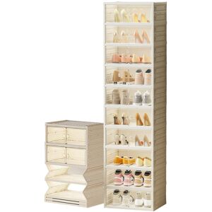 Metro 10 Tier Foldable Shoe Rack with Doors for 20 Pairs, Transparent Entryway Storage Box, Large Sneaker Shelf with Magnetic Door, Tall Plastic Folding Sho Yellow 174.5cm H x 45cm W x 35cm D Metro 10 Tier Foldable Shoe Rack with Doors for 20 Pairs, Transparent Entryway Storage Box, Large Sneaker Shelf with Magnetic Door, Tall Plastic Folding Sho Yellow 174.5cm H x 45cm W x 35cm D