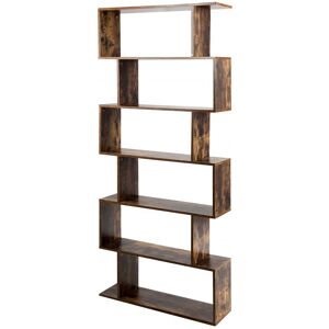 Alpen Home S-Shaped Wooden Bookcase, 5/6 Tiers Freestanding Storage Shelf, Home Office Industrial Decorative Bookshelf Display Stand Rack Brown 192cm H X 80cm W X 23cm D Alpen Home S-Shaped Wooden Bookcase, 5/6 Tiers Freestanding Storage Shelf, Home Office Industrial Decorative Bookshelf Display Stand Rack Brown 192cm H X 80cm W X 23cm D