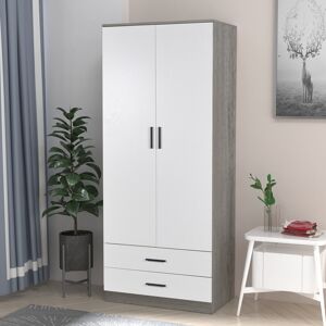 Ebern Designs Gianpietro 2 Door Wardrobe Ash Grey Carcass/White Drawer 180cm H X 75cm W X 46cm D Ebern Designs Gianpietro 2 Door Wardrobe Ash Grey Carcass/White Drawer 180cm H X 75cm W X 46cm D