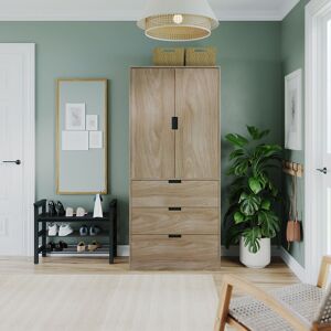 17 Stories 2 Door Modern Wardrobe with 3 Drawer Storage and Hanging Rail Bedroom Furniture Oak 180cm H X 80cm W X 50cm D 17 Stories 2 Door Modern Wardrobe with 3 Drawer Storage and Hanging Rail Bedroom Furniture Oak 180cm H X 80cm W X 50cm D