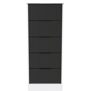 Brayden Studio Atsumi 5 Drawer Tall Bedside Cabinet With Black Handles (Ready Assembled) Deep Black/White Matt 113cm H X 45cm W X 40cm D Brayden Studio Atsumi 5 Drawer Tall Bedside Cabinet With Black Handles (Ready Assembled) Deep Black/White Matt 113cm H X 45cm W X 40cm D