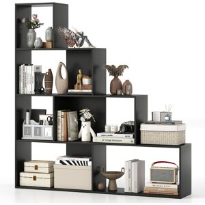 Metro 4-Tier Stepped Bookshelf Modern Ladder Bookcase W/6 Storage Cubes-Black Black 162cm H X 153cm W X 29cm D Metro 4-Tier Stepped Bookshelf Modern Ladder Bookcase W/6 Storage Cubes-Black Black 162cm H X 153cm W X 29cm D