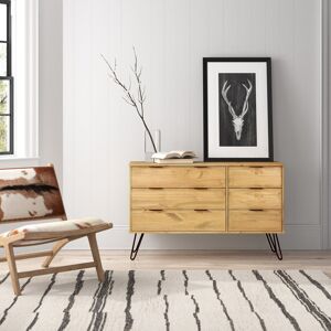 Hykkon Cashel 3+3, 6 Drawer wide chest of drawers Brown 73.6cm H X 119.3cm W X 39.5cm D Hykkon Cashel 3+3, 6 Drawer wide chest of drawers Brown 73.6cm H X 119.3cm W X 39.5cm D