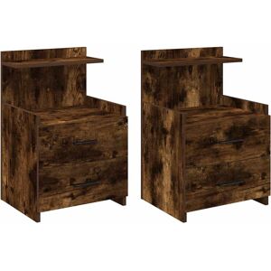 Alpen Home Bedside Cabinets 2 Pcs With 2 Drawers 40X36.5X62 Cm Smoked Oak 62cm H X 40cm W X 36.5cm D Alpen Home Bedside Cabinets 2 Pcs With 2 Drawers 40X36.5X62 Cm Smoked Oak 62cm H X 40cm W X 36.5cm D