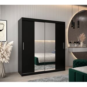 Brayden Studio Artishia 2 Door Sliding Wardrobe Black Matt/White 200cm H X 180cm W X 62cm D Brayden Studio Artishia 2 Door Sliding Wardrobe Black Matt/White 200cm H X 180cm W X 62cm D
