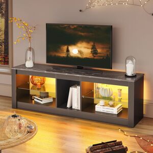 17 Stories Nabria 55" length TV Stand Cabinet With Glass Shelf & RGB LED Lighted for up to 65" TVs Black Marble 65" 17 Stories Nabria 55" length TV Stand Cabinet With Glass Shelf & RGB LED Lighted for up to 65" TVs Black Marble 65"