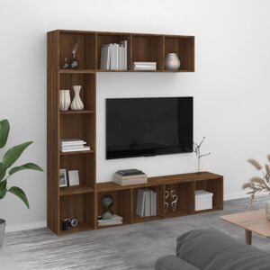 Rio Williston Forge 3 Piece Book/TV Cabinet Set 180X30x180 Cm Brown Oak 180cm H X 180cm W X 30cm D Rio Williston Forge 3 Piece Book/TV Cabinet Set 180X30x180 Cm Brown Oak 180cm H X 180cm W X 30cm D