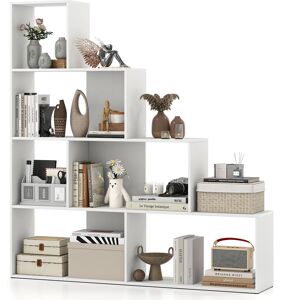 Metro 4-Tier Stepped Bookshelf Modern Ladder Bookcase W/6 Storage Cubes-Black White 162cm H X 153cm W X 29cm D Metro 4-Tier Stepped Bookshelf Modern Ladder Bookcase W/6 Storage Cubes-Black White 162cm H X 153cm W X 29cm D