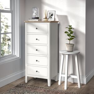 ClassicLiving Maelle 5 Drawer Tallboy Chest Ivory 110cm H X 53cm W X 37cm D ClassicLiving Maelle 5 Drawer Tallboy Chest Ivory 110cm H X 53cm W X 37cm D