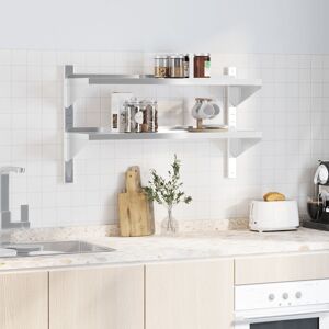 Borough Wharf 2-Tier Wall Shelf Stainless Steel Silver 60cm H x 100cm W x 30cm D Borough Wharf 2-Tier Wall Shelf Stainless Steel Silver 60cm H x 100cm W x 30cm D