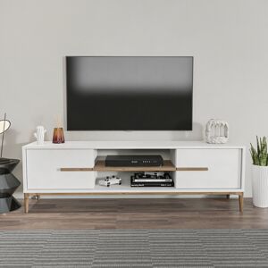 17 Stories Klee TV Stand for TVs up to 55" White/Brown 55" 17 Stories Klee TV Stand for TVs up to 55" White/Brown 55"