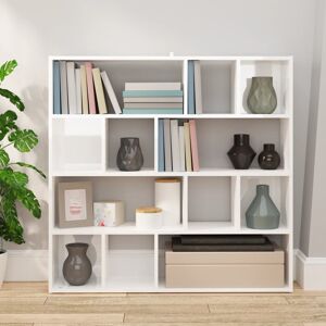 Latitude Run Lencola Bookcase High Gloss White 102cm H X 105cm W X 24cm D Latitude Run Lencola Bookcase High Gloss White 102cm H X 105cm W X 24cm D