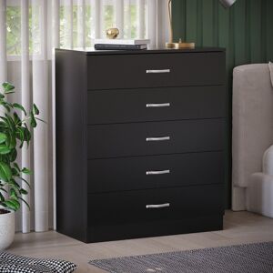Hashtag Home Maybery 5 Drawer 75Cm W Chest Black 90cm H X 75cm W X 36cm D Hashtag Home Maybery 5 Drawer 75Cm W Chest Black 90cm H X 75cm W X 36cm D