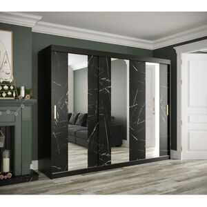 17 Stories Mahdiyyah 3 Door Manufactured Wood Wardrobe Black Matt/Marble Finish 200cm H X 250cm W X 62cm D 17 Stories Mahdiyyah 3 Door Manufactured Wood Wardrobe Black Matt/Marble Finish 200cm H X 250cm W X 62cm D