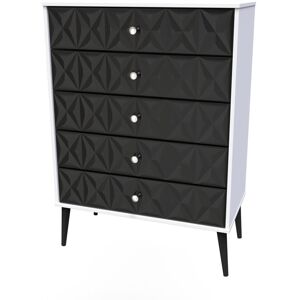 Corrigan Studio Fully Assembled Herland 5 - Drawer Chest of Drawers Deep Black/White 107.5cm H X 76.5cm W X 41.5cm D Corrigan Studio Fully Assembled Herland 5 - Drawer Chest of Drawers Deep Black/White 107.5cm H X 76.5cm W X 41.5cm D
