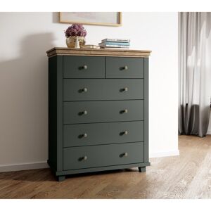 August Grove Sandidge 90 Cm Wide 6 Drawer Highboard Green/Lefkas Oak 113cm H X 90cm W X 42cm D August Grove Sandidge 90 Cm Wide 6 Drawer Highboard Green/Lefkas Oak 113cm H X 90cm W X 42cm D