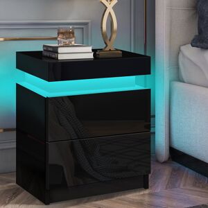 Metro High Gloss LED Bedside Table Nightstand Black 52cm H X 35cm W X 45cm D Metro High Gloss LED Bedside Table Nightstand Black 52cm H X 35cm W X 45cm D