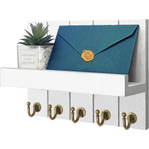 Brambly Cottage Hannover Wall Organizer with Key Hooks and Mail Storage White 18.5cm H X 25.4cm W X 9cm D Brambly Cottage Hannover Wall Organizer with Key Hooks and Mail Storage White 18.5cm H X 25.4cm W X 9cm D