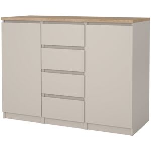 Latitude Run Bertraut Sideboard 4 Drawers 2 Doors in White Brown;Beige 90.7cm H X 120.8cm W X 50cm D Latitude Run Bertraut Sideboard 4 Drawers 2 Doors in White Brown;Beige 90.7cm H X 120.8cm W X 50cm D