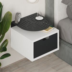 Latitude Run Ailana Floating Bedside Shelf with Drawer and Metal Round Shelf White 23.9cm H X 33cm W X 33.3cm D Latitude Run Ailana Floating Bedside Shelf with Drawer and Metal Round Shelf White 23.9cm H X 33cm W X 33.3cm D
