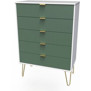 Canora Grey Fully Assembled Aliziah 5 - Drawer Chest of Drawers Labrador Green/White 107.5cm H X 76.5cm W X 41.5cm D Canora Grey Fully Assembled Aliziah 5 - Drawer Chest of Drawers Labrador Green/White 107.5cm H X 76.5cm W X 41.5cm D