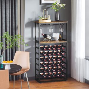 Rio Akeema 30 Bottle Floor Wine Bottle & Glass Rack in Brown/Black Black;Brown 141cm H X 59cm W X 26.4cm D Rio Akeema 30 Bottle Floor Wine Bottle & Glass Rack in Brown/Black Black;Brown 141cm H X 59cm W X 26.4cm D