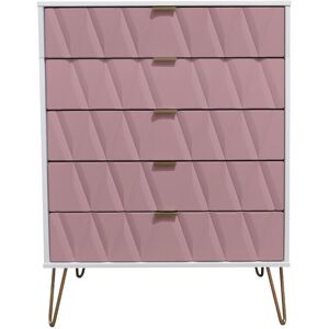 Brayden Studio Fully Assembled Forst 5 Drawer 76.5Cm W Chest of Drawers White/Pink 107.5cm H X 76.5cm W X 41.5cm D Brayden Studio Fully Assembled Forst 5 Drawer 76.5Cm W Chest of Drawers White/Pink 107.5cm H X 76.5cm W X 41.5cm D