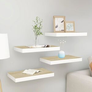 Ebern Designs Blye 4 Piece Floating Shelf Oak/White 3.8cm H x 50cm W x 23cm D Ebern Designs Blye 4 Piece Floating Shelf Oak/White 3.8cm H x 50cm W x 23cm D
