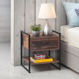 Borough Wharf Brannan 1 Drawer Bedside Table Rustic Oak 50cm H X 44cm W X 40cm D Borough Wharf Brannan 1 Drawer Bedside Table Rustic Oak 50cm H X 44cm W X 40cm D