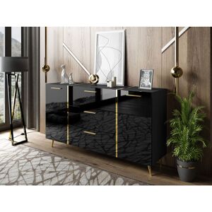 Canora Grey Ambarisha 3 Drawer 158Cm W Combi Chest Black 88cm H X 158cm W X 41.3cm D Canora Grey Ambarisha 3 Drawer 158Cm W Combi Chest Black 88cm H X 158cm W X 41.3cm D