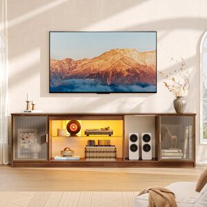 Metro 70" Modern Tv Stand For Tvs Up To 80 Inch With Led, Adjustable Shelf & Translucent Doors Walnut 78" Metro 70" Modern Tv Stand For Tvs Up To 80 Inch With Led, Adjustable Shelf & Translucent Doors Walnut 78"