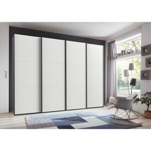 Ebern Designs Guardino 4 Door Wardrobe White/Graphite 216cm H x 300cm W x 65cm D Ebern Designs Guardino 4 Door Wardrobe White/Graphite 216cm H x 300cm W x 65cm D