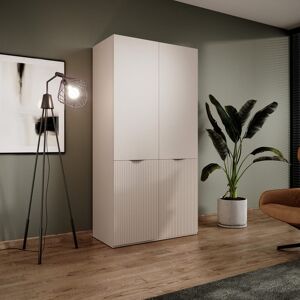 Brayden Studio Soft Elegance: Lund Hinged Door Wardrobe 101cm in Grey Beige 200cm H X 101cm W X 51cm D Brayden Studio Soft Elegance: Lund Hinged Door Wardrobe 101cm in Grey Beige 200cm H X 101cm W X 51cm D