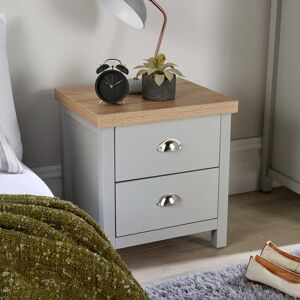 Rosalind Wheeler Spann Bedside Cabinet 2 Drawer Lamp Side Table Night Stand Two Tone 36mm Thick Top Grey/Sonoma Oak 48cm H X 45cm W X 39cm D Rosalind Wheeler Spann Bedside Cabinet 2 Drawer Lamp Side Table Night Stand Two Tone 36mm Thick Top Grey/Sonoma Oak 48cm H X 45cm W X 39cm D