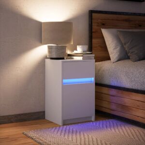 Metro Lane Bedside Cabinets With LED Lights Engineered Wood White 61cm H X 38cm W X 34cm D Metro Lane Bedside Cabinets With LED Lights Engineered Wood White 61cm H X 38cm W X 34cm D