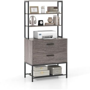 Rio Tall Bookshelf, 7 Shelves Wooden Storage Bookcase Ladder Shelving Unit With 2 Drawers And Open Shelves Grey 235cm H X 75cm W X 40cm D Rio Tall Bookshelf, 7 Shelves Wooden Storage Bookcase Ladder Shelving Unit With 2 Drawers And Open Shelves Grey 235cm H X 75cm W X 40cm D