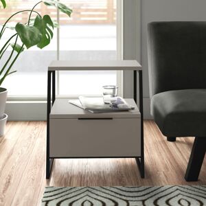 Wade Logan Aires Modern Bedside Table 45 x 40 x 50 cm Drop Door Cabinet with Metal Frame Light Mocha 50cm H X 45cm W X 40cm D Wade Logan Aires Modern Bedside Table 45 x 40 x 50 cm Drop Door Cabinet with Metal Frame Light Mocha 50cm H X 45cm W X 40cm D