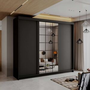 Latitude Run Latvia Sliding Wardrobe - White, Black, Grey, Votan Oak (200cm & 250cm) Black 217cm H X 200cm W X 62cm D Latitude Run Latvia Sliding Wardrobe - White, Black, Grey, Votan Oak (200cm & 250cm) Black 217cm H X 200cm W X 62cm D