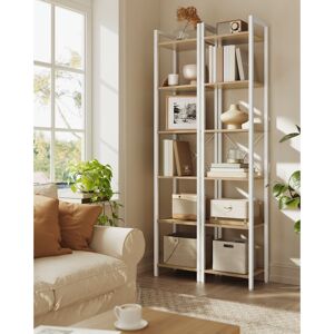 Borough Wharf Lakesha Etagere Bookcase Natural/White 187.5cm H x 40cm W x 30cm D Borough Wharf Lakesha Etagere Bookcase Natural/White 187.5cm H x 40cm W x 30cm D