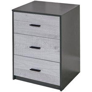Mercury Diakite 3 Drawer Bedside Table Black/Ash Grey 56cm H X 40cm W X 34cm D Mercury Diakite 3 Drawer Bedside Table Black/Ash Grey 56cm H X 40cm W X 34cm D