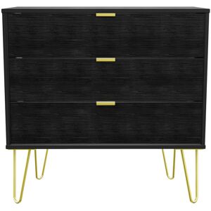 Etta Avenue Fully Assembled Bellatrix 3 Drawer 76.5Cm W Chest of Drawers Black;Gold 74cm H X 76.5cm W X 28cm D Etta Avenue Fully Assembled Bellatrix 3 Drawer 76.5Cm W Chest of Drawers Black;Gold 74cm H X 76.5cm W X 28cm D